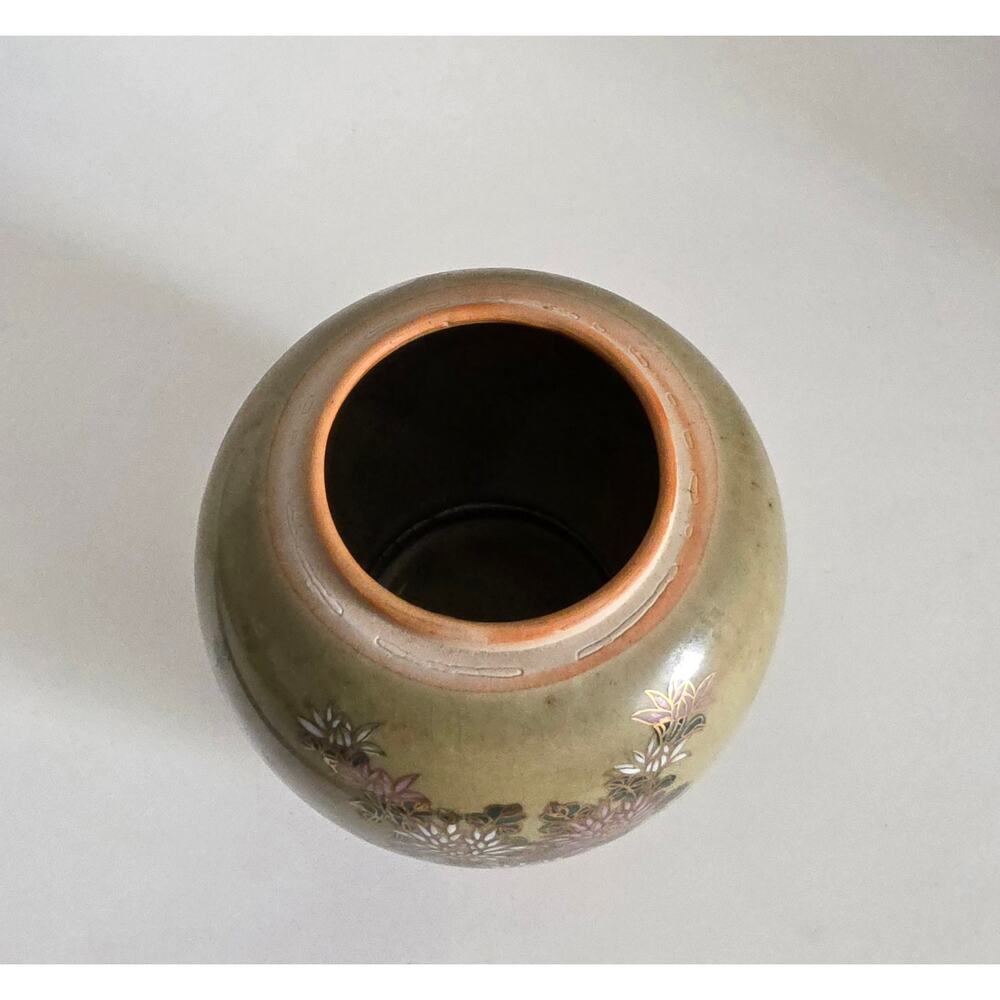Vintage Japanese Floral Moriage Pottery Ginger Jar or Vase 4.5in - Picture 6 of 9